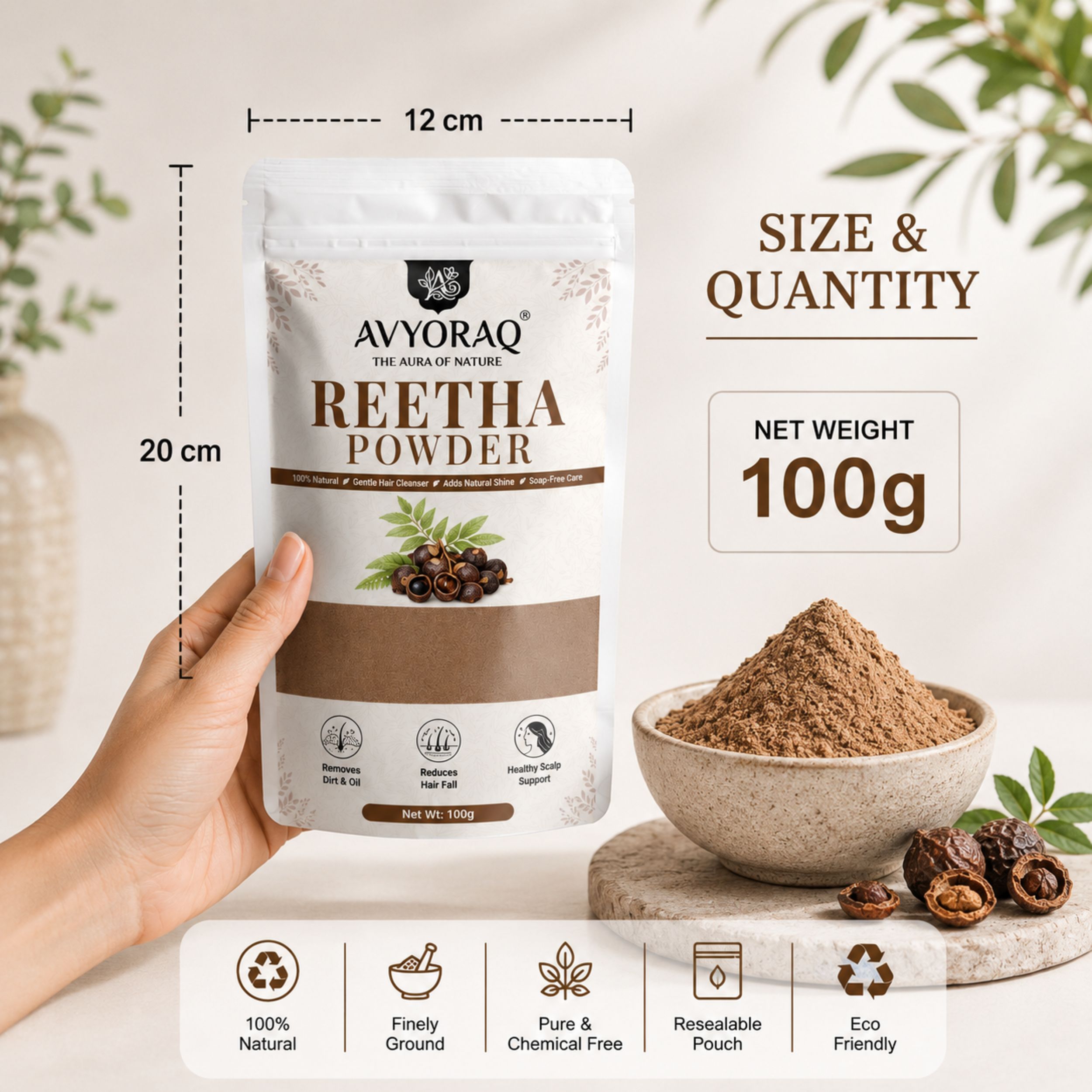 Avyoraq Reetha Powder for Natural Hair Cleansing – 100g - Image 7